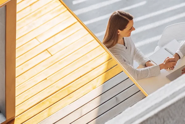 Personal injury law firm consultation between a lawyer and client.