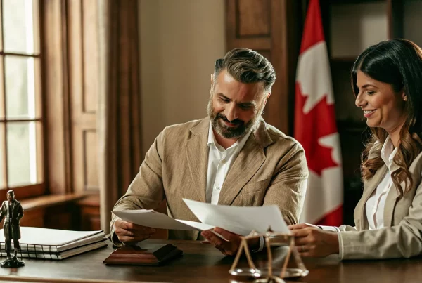 Couple reviewing Canadian spousal sponsorship financial documents