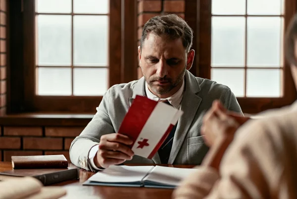 Couple reviewing a spousal sponsorship undertaking in Canada with a legal professional