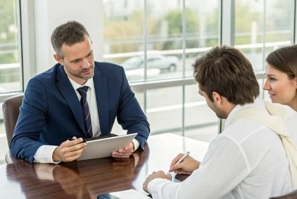 Car accident lawyer explaining the legal process to an injured client.